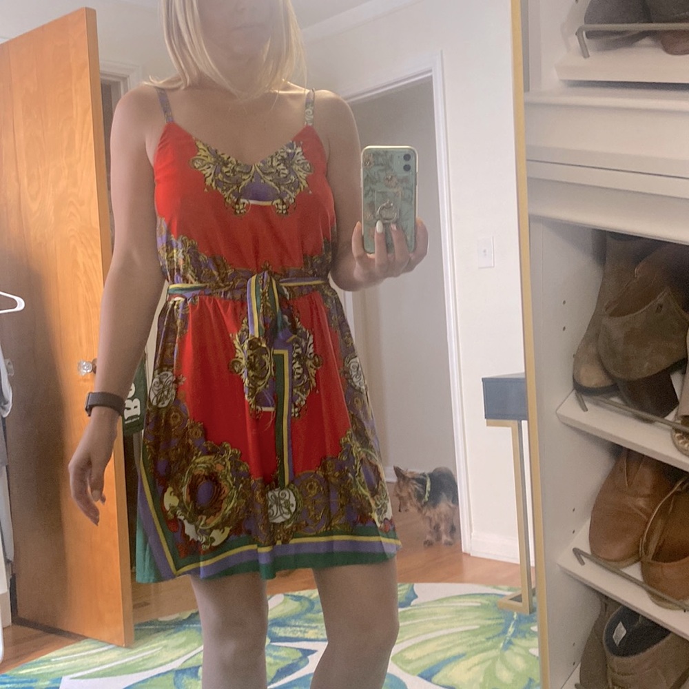 Beautiful handkerchief design inspired strap Oy dress with waist tie